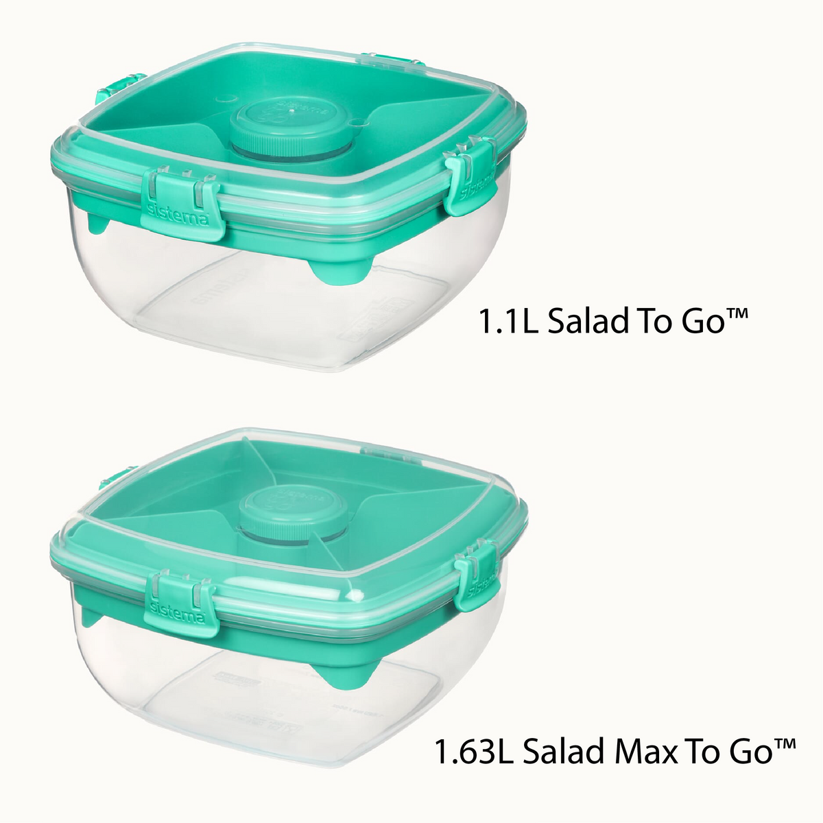 SISTEMA Salad To Go Box With Dividers Container For Dressing And