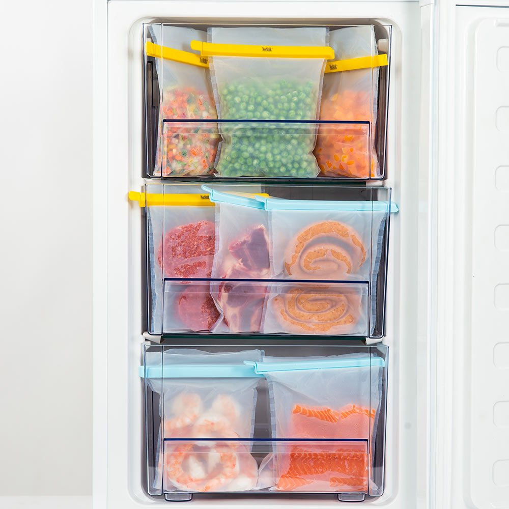 NoStik Reusable Freezer Bags And Clips Set of 4