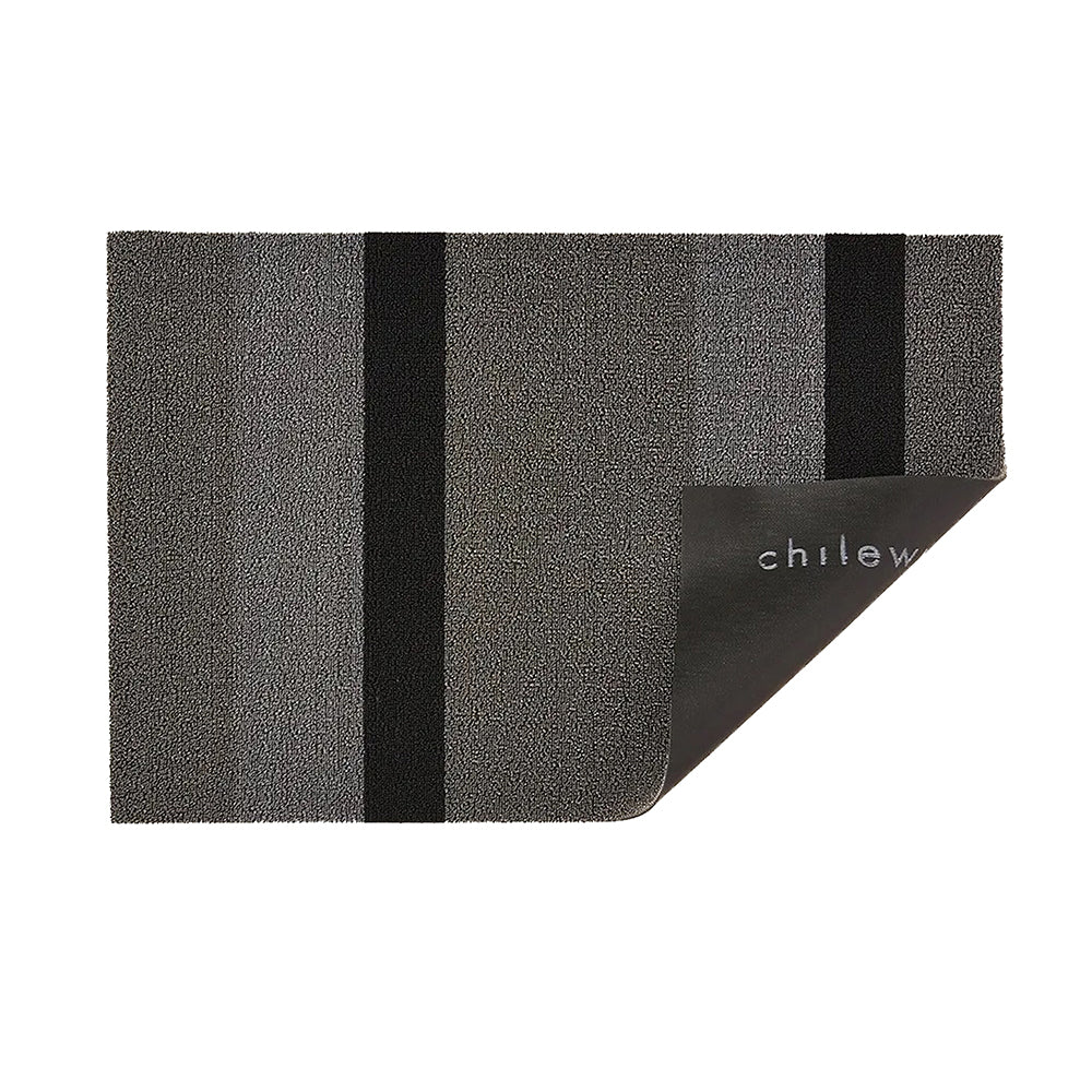 CHILEWICH TerraStrand Microban Bold Stripe Door Mat, 46 x 71 cm, Silver/Black