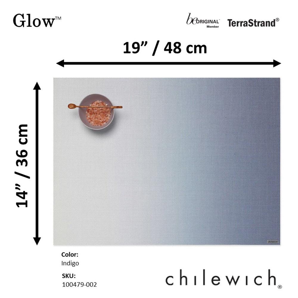 CHILEWICH TerraStrand Microban Glow Woven Table Mat 36 x 48 cm, Indigo