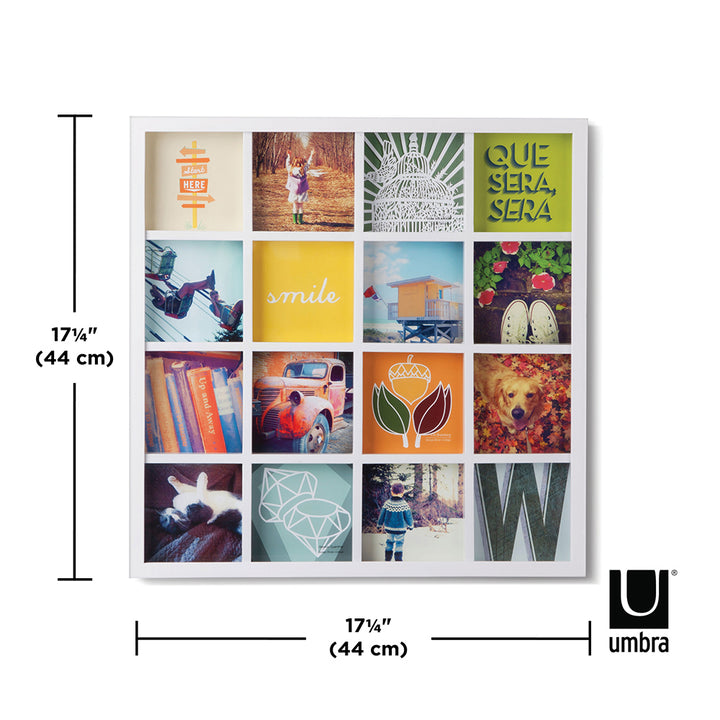 UMBRA Gridart Collage 16-Photo Frame, 4" x 4", White