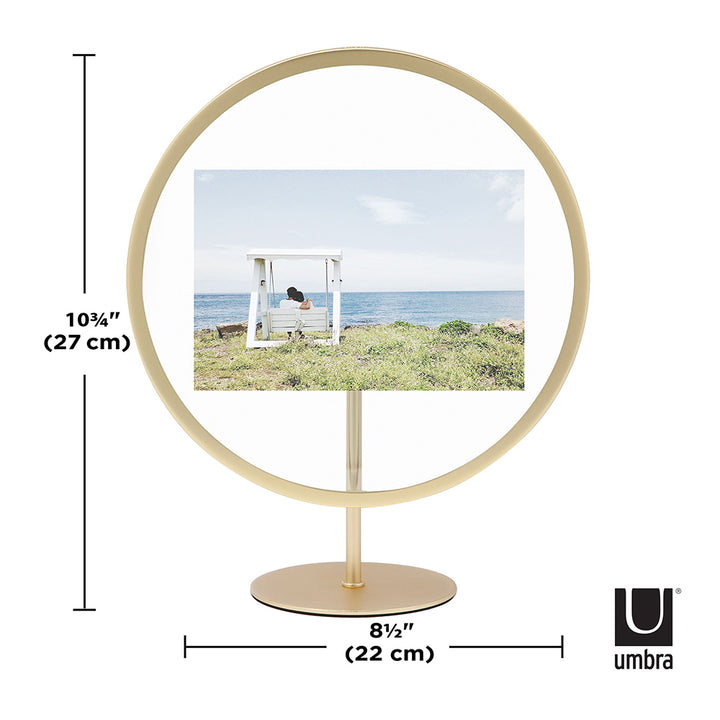 UMBRA Infinity Round Photo Frame, 4" x 6", S, Matte Brass