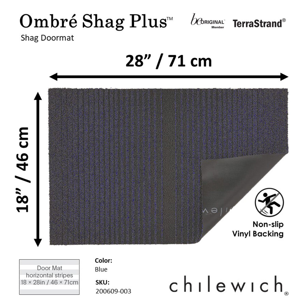 CHILEWICH TerraStrand Microban Ombré Shag Plus Door Mat 46 x 71 cm, Blue