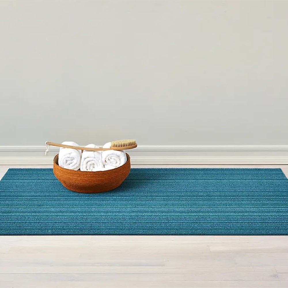 CHILEWICH TerraStrand Microban Skinny Stripe Door Mat, 46 x 71 cm, Turquoise