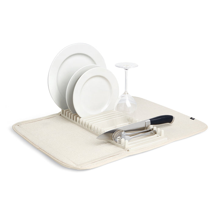 UMBRA UDry Dishrack with Drying Mat, Linen