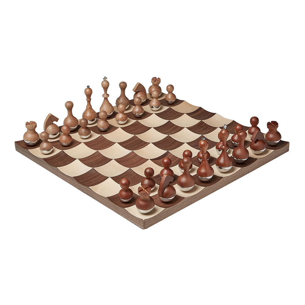 UMBRA Wobble Chess Set, Walnut