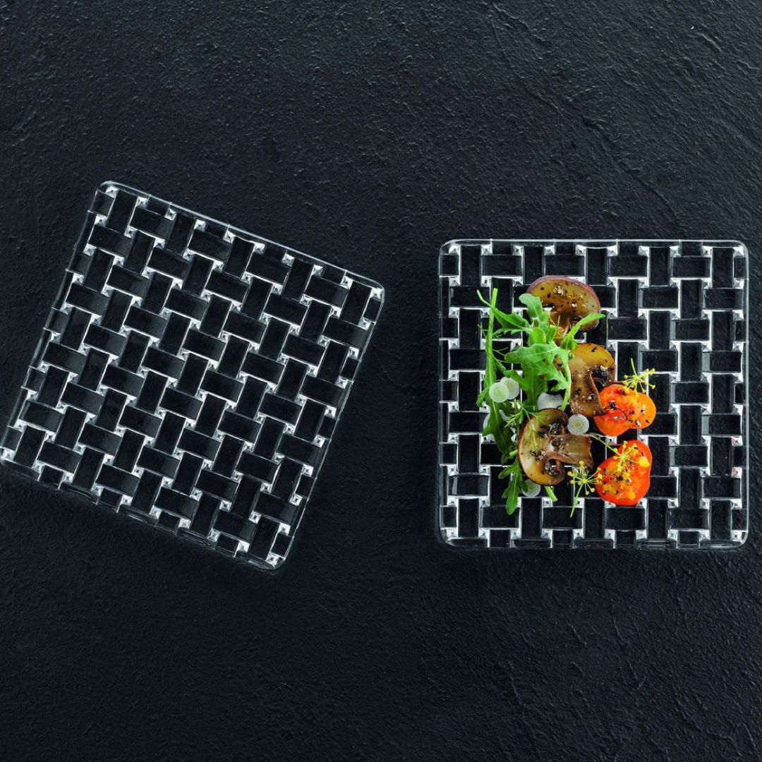 Nachtmann Bossa Nova Lead Free Crystal Square Platter Set of 2Pcs