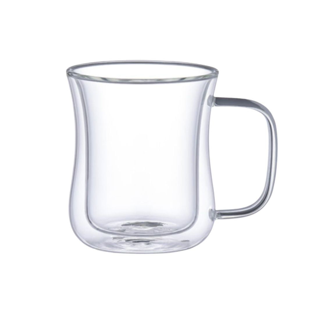 Aramoro Borosilicate Glass Double Wall Cup With Handle 2Pcs/Set