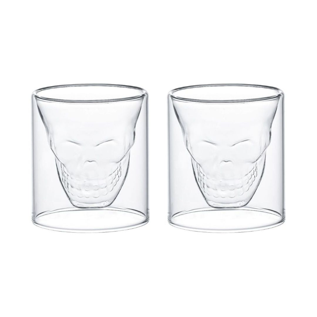 Aramoro Borosilicate Double Wall Glass Set Skull Design