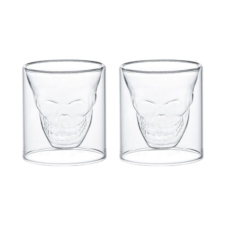 Aramoro Borosilicate Double Wall Glass Set Skull Design