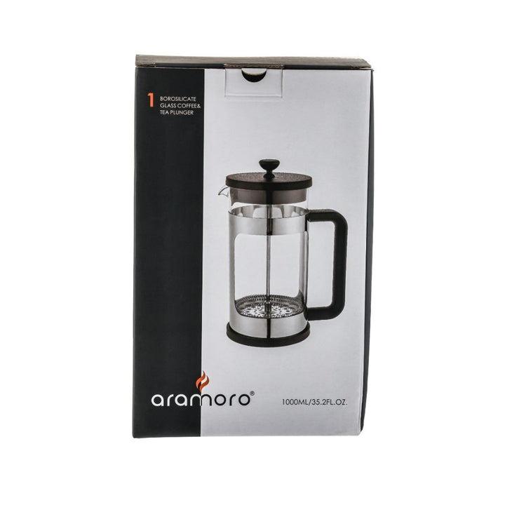 Aramoro Borosilicate Glass Coffee Plunger With PP Handle & Lid