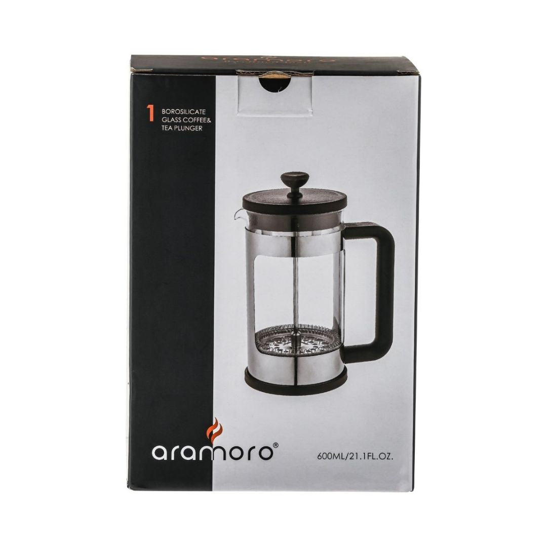 Aramoro Borosilicate Glass Coffee Plunger With PP Handle & Lid