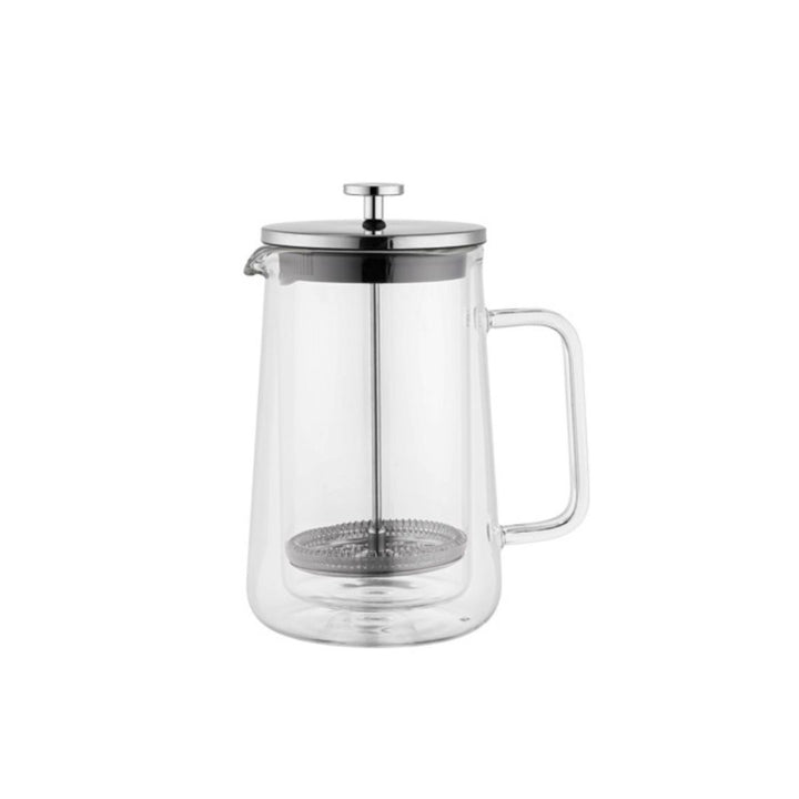 Aramoro Borosilicate Double Wall Glass Coffee & Tea Plunger With Handle 1L