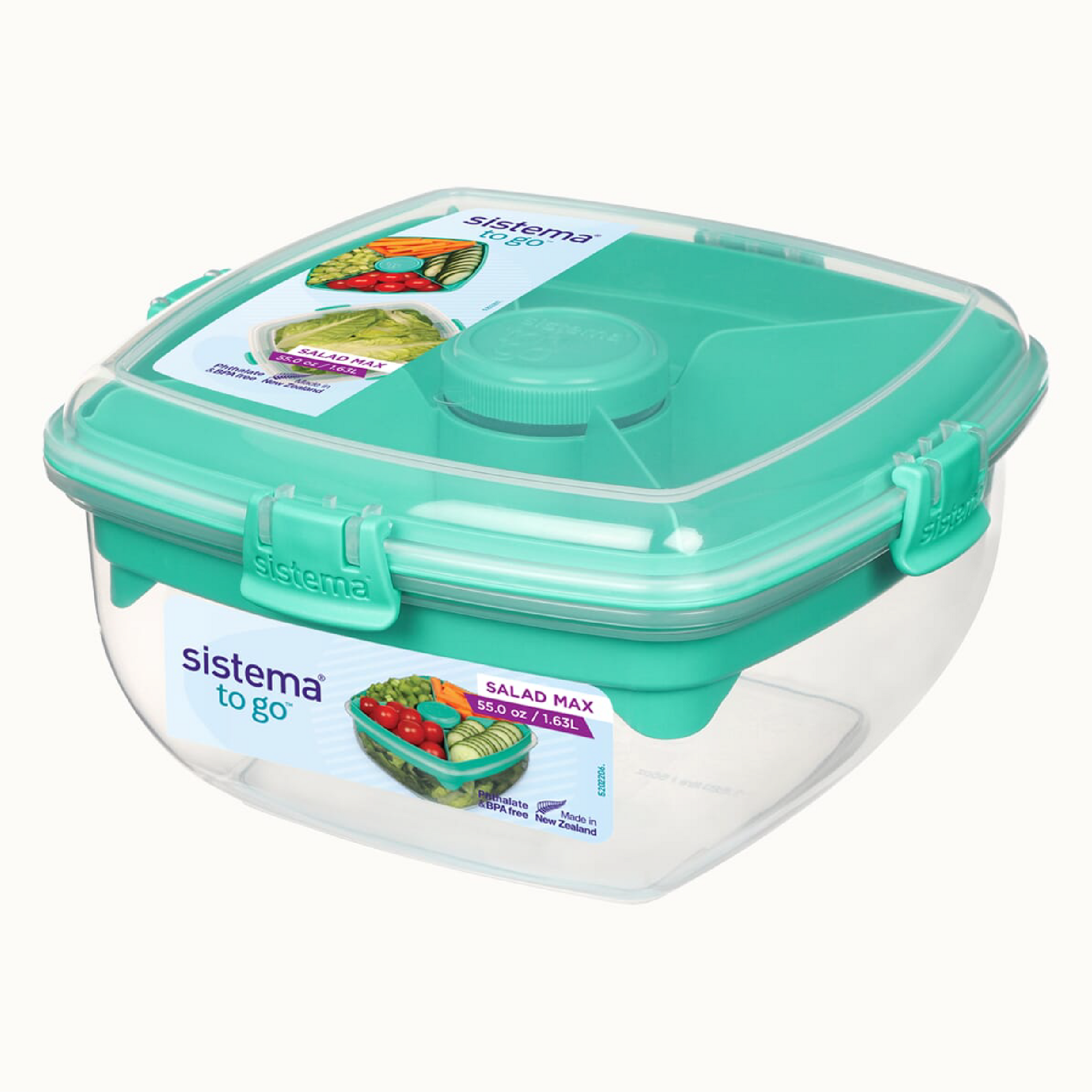 SISTEMA Salad To Go Box Dengan Bekas Pembahagi Untuk Bersolek Dan Kutleri