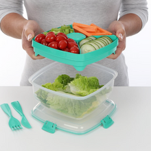 Load image into Gallery viewer, SISTEMA Salad To Go Box With Dividers Container For Dressing And Cutlery
