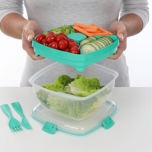 SISTEMA Salad To Go Box With Dividers Container For Dressing And Cutlery
