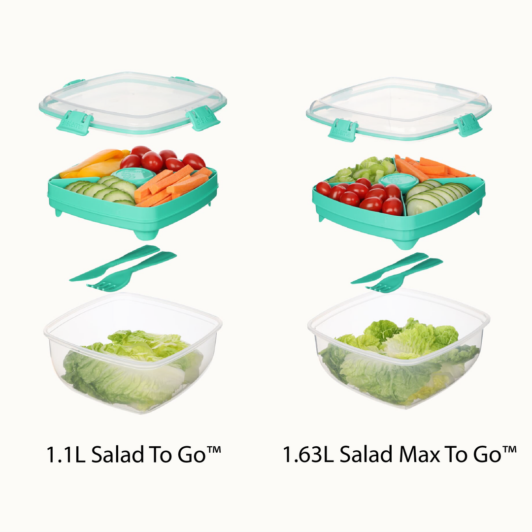 SISTEMA Salad To Go Box Dengan Bekas Pembahagi Untuk Bersolek Dan Kutleri