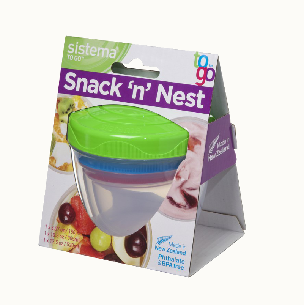 SISTEMA Snack 'N' Nest To Go Nestable Snack Containers 3 Pack