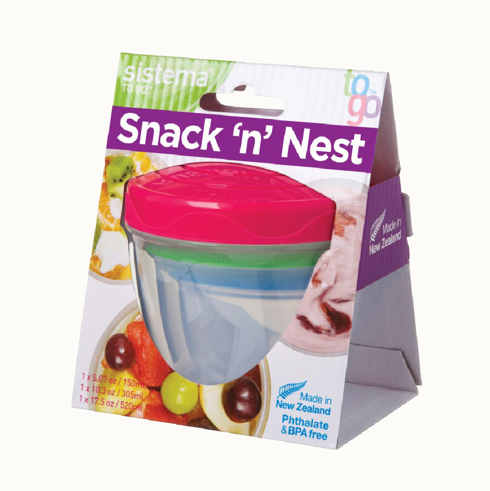 SISTEMA Snek 'N' Nest To Go Nestable Snek Bekas 3 Pek