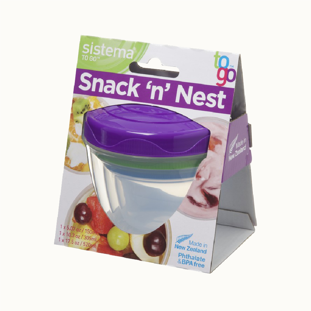 SISTEMA Snek 'N' Nest To Go Nestable Snek Bekas 3 Pek