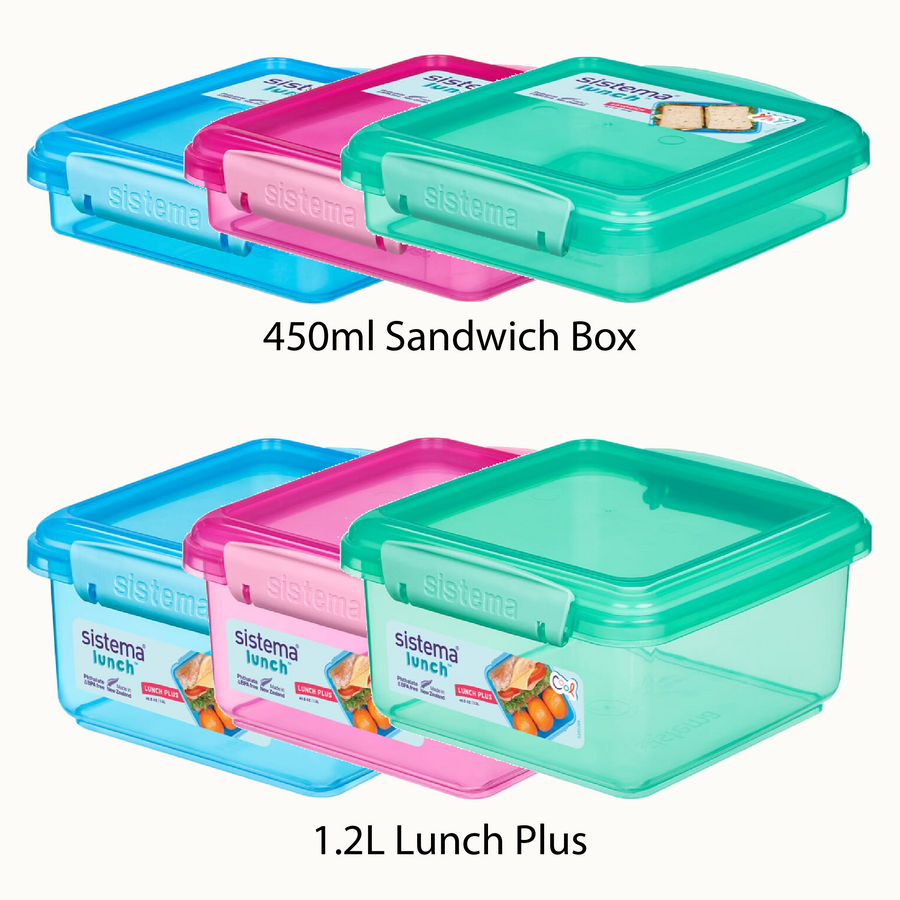 Sistema TO GO Kids Lunch Boxes & Meal Containers | 2 Twist 'n' Sip Kids Water Bottles, 2 Lunch Cube Max with Dividers & 2 Leak-Proof Yoghurt