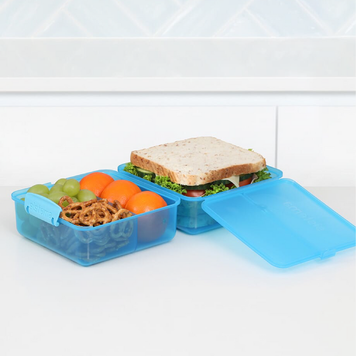SISTEMA 1.4L Kotak Kubus Makan Tengah Hari Plastik Dua Sisi Untuk Sandwic