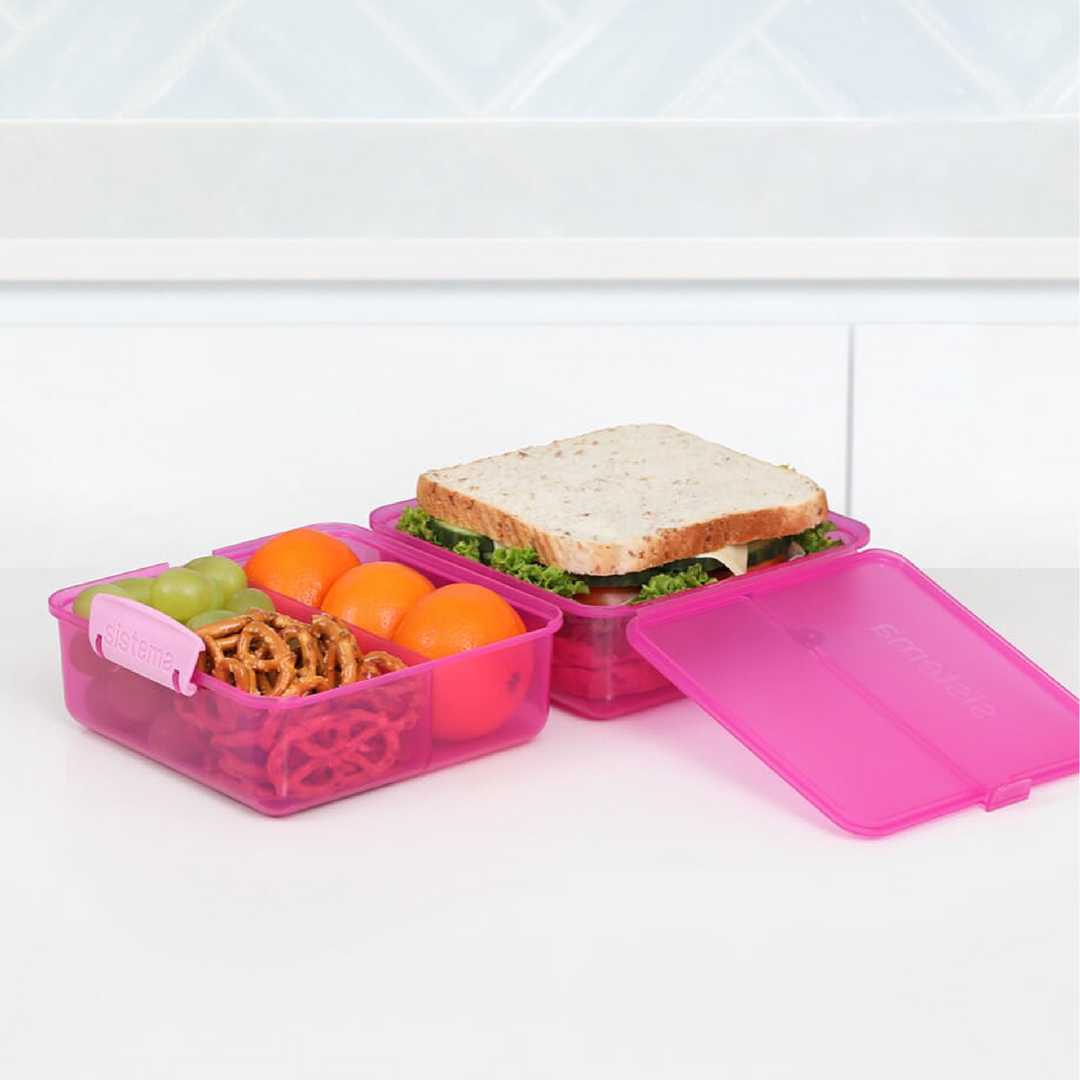 SISTEMA 1.4L Double Sided Plastic Lunch Cube Box For Sandwich