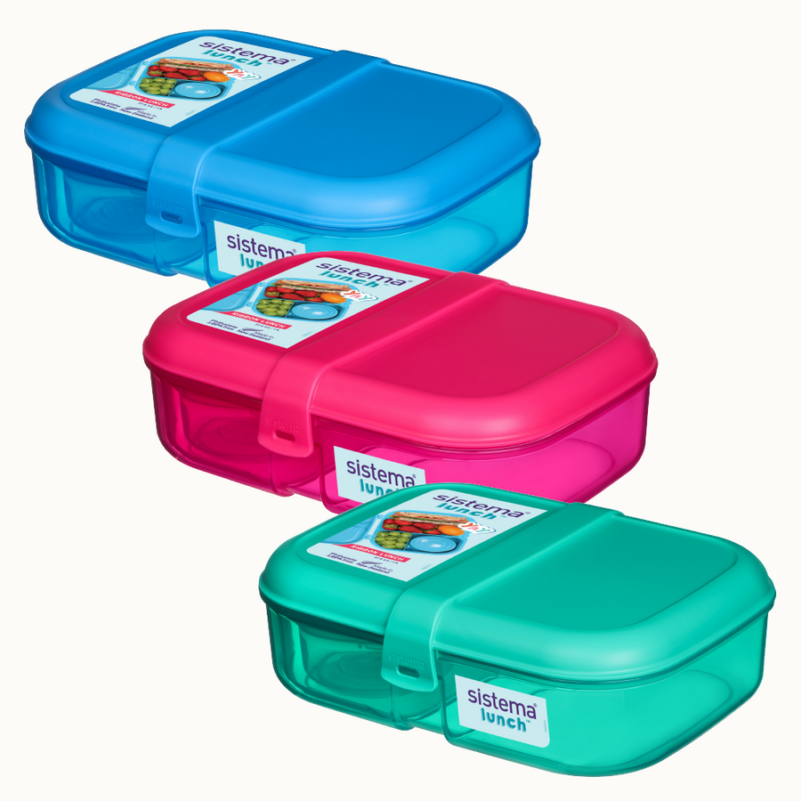 Sistema TO GO Kids Lunch Boxes & Meal Containers | 2 Twist 'n' Sip Kids Water Bottles, 2 Lunch Cube Max with Dividers & 2 Leak-Proof Yoghurt