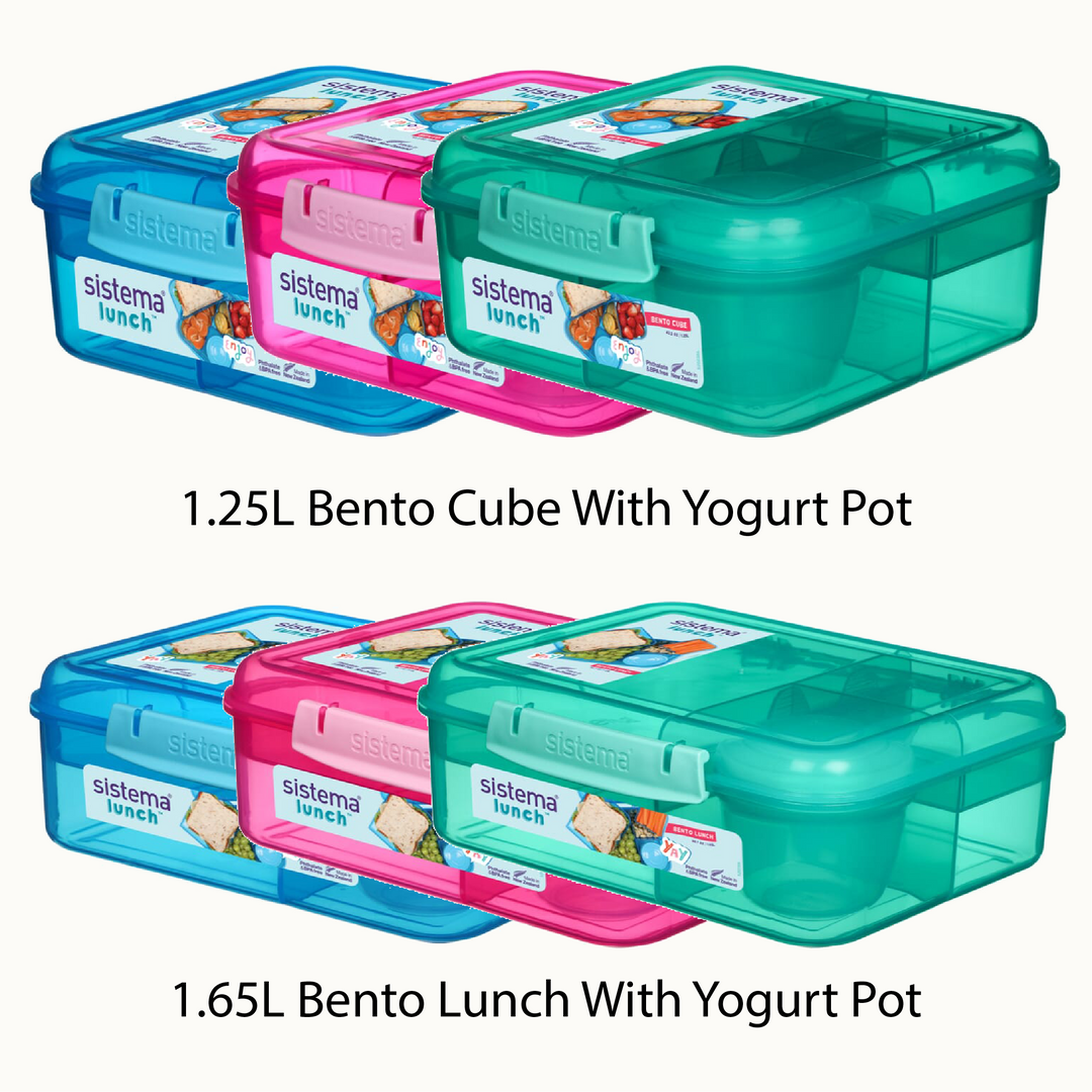 SISTEMA Kotak Makan Tengahari Plastik Gaya Bento Kiub Dengan Periuk Yogurt