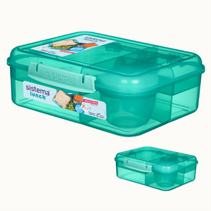 SISTEMA Bento Style Plastic Lunch Cube Box With Yogurt Pot