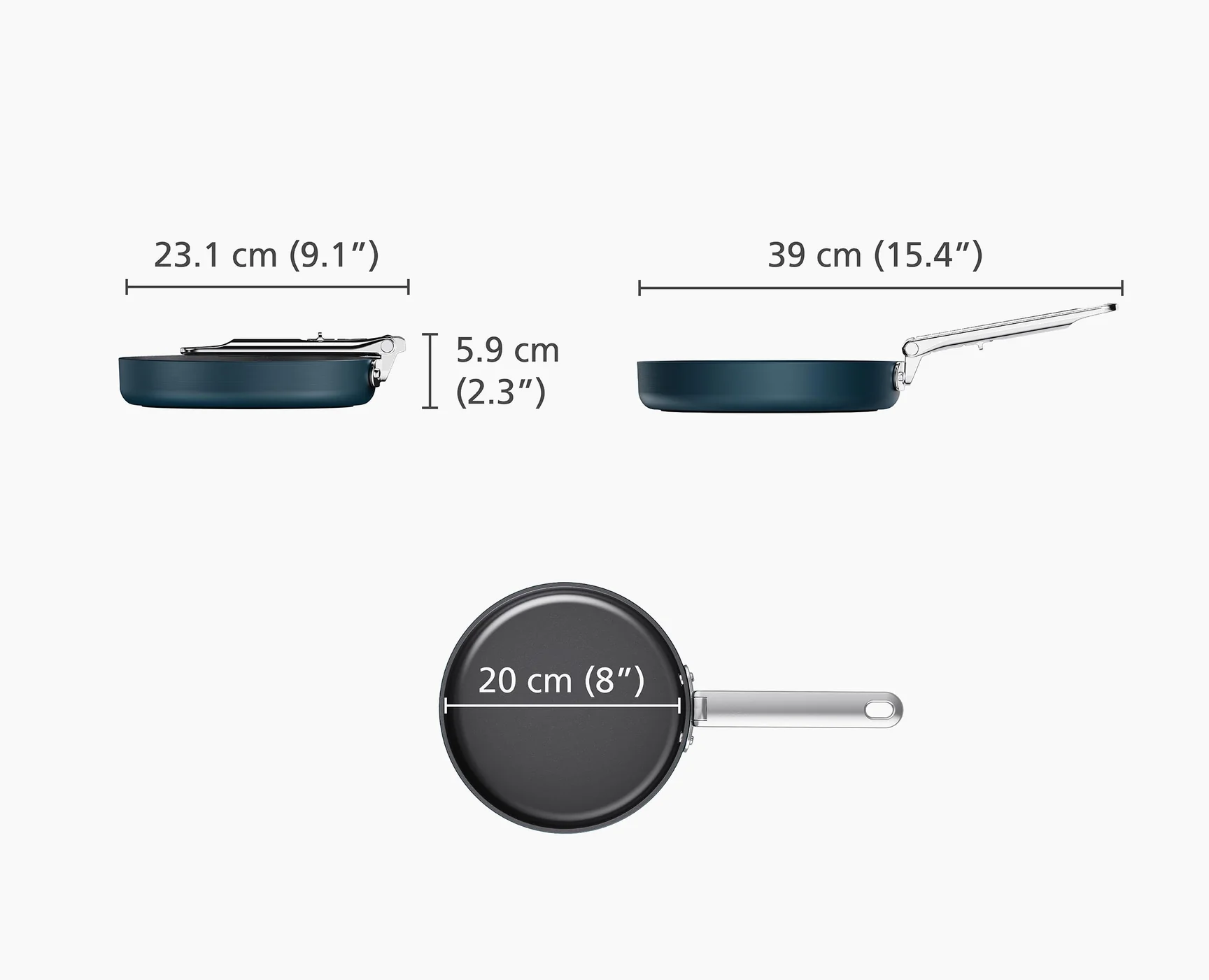 Joseph Joseph Space Folding Handle Ceramic Non-stick Blue Frying Pan