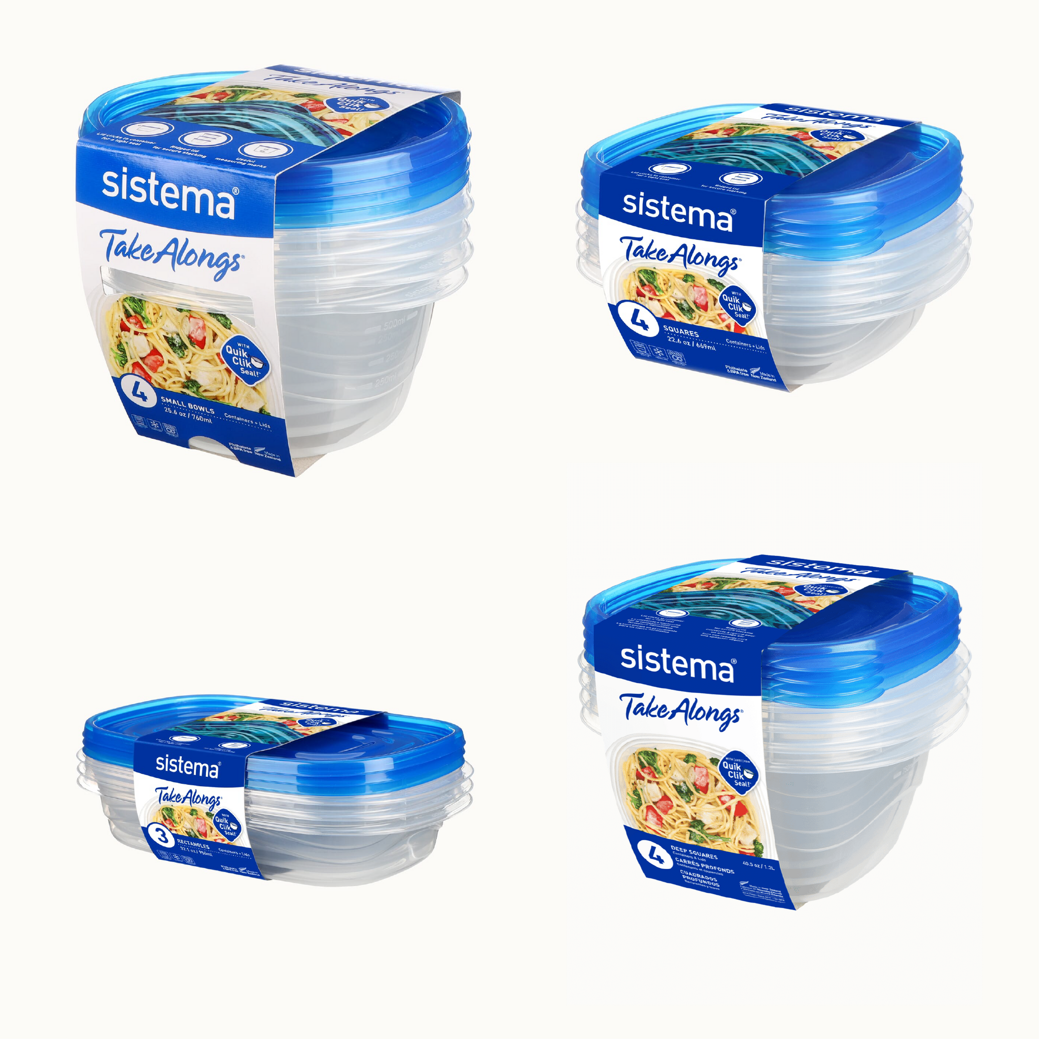 SISTEMA Ringan Bawa Bersama Bekas Penyimpanan Makanan 3/4 Pek