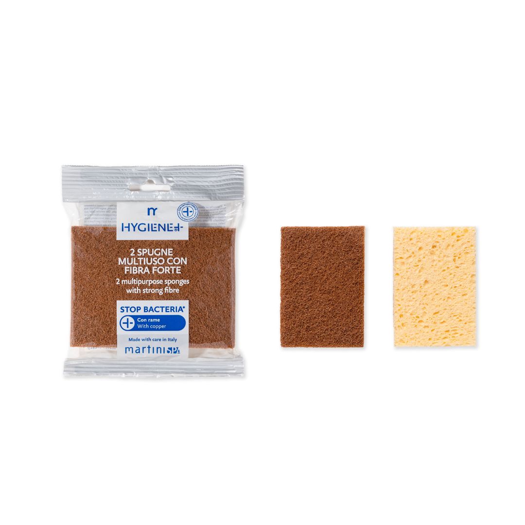 MartiniSPA Hygiene+ Multi-purpose Cellulose Sponge & Strong Fiber with Copper Particles - 2 PCS