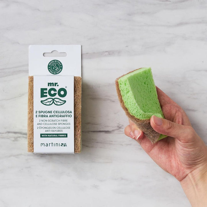 MartiniSPA Mr Eco Double Action Scourer Sponge Vegetable Cellulose and No Scratch Fiber