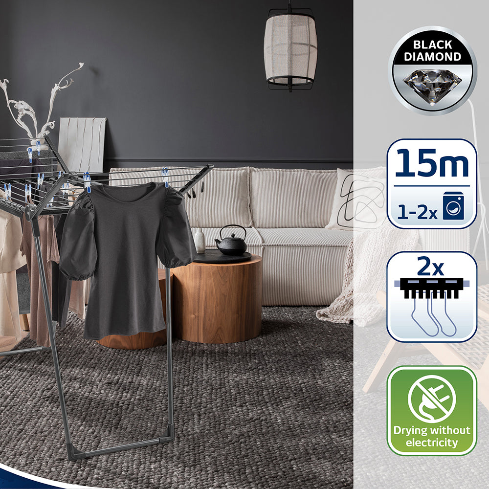Leifheit Laundry Dryer Pegasus 150 Solid Slim Black