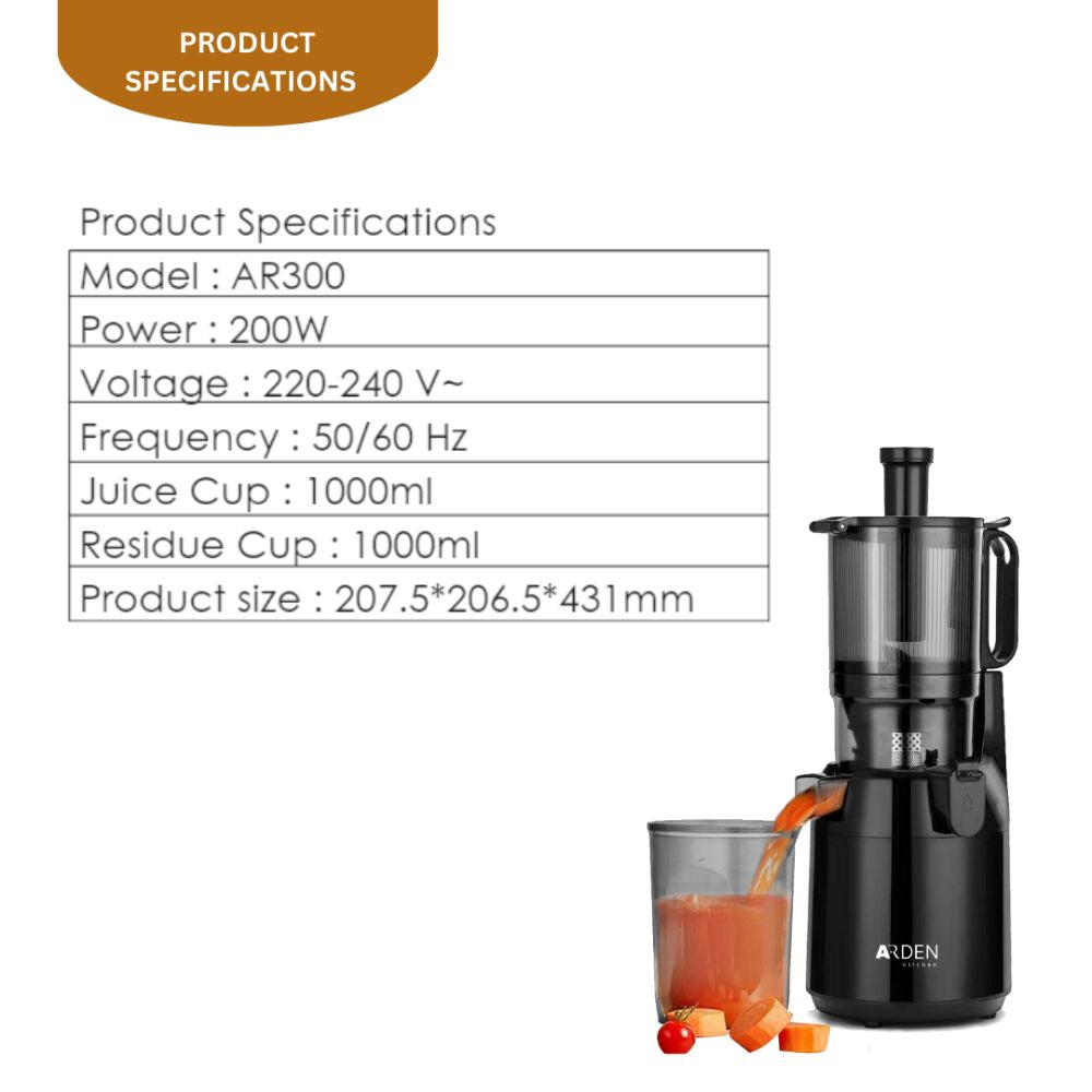 Arden Extra Large Cold Press Slow Juicer