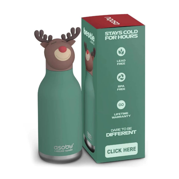 Asobu Besties Water Bottle | Stainless Steel Bottle 470ml | Santa/Snow Man/Reindeer