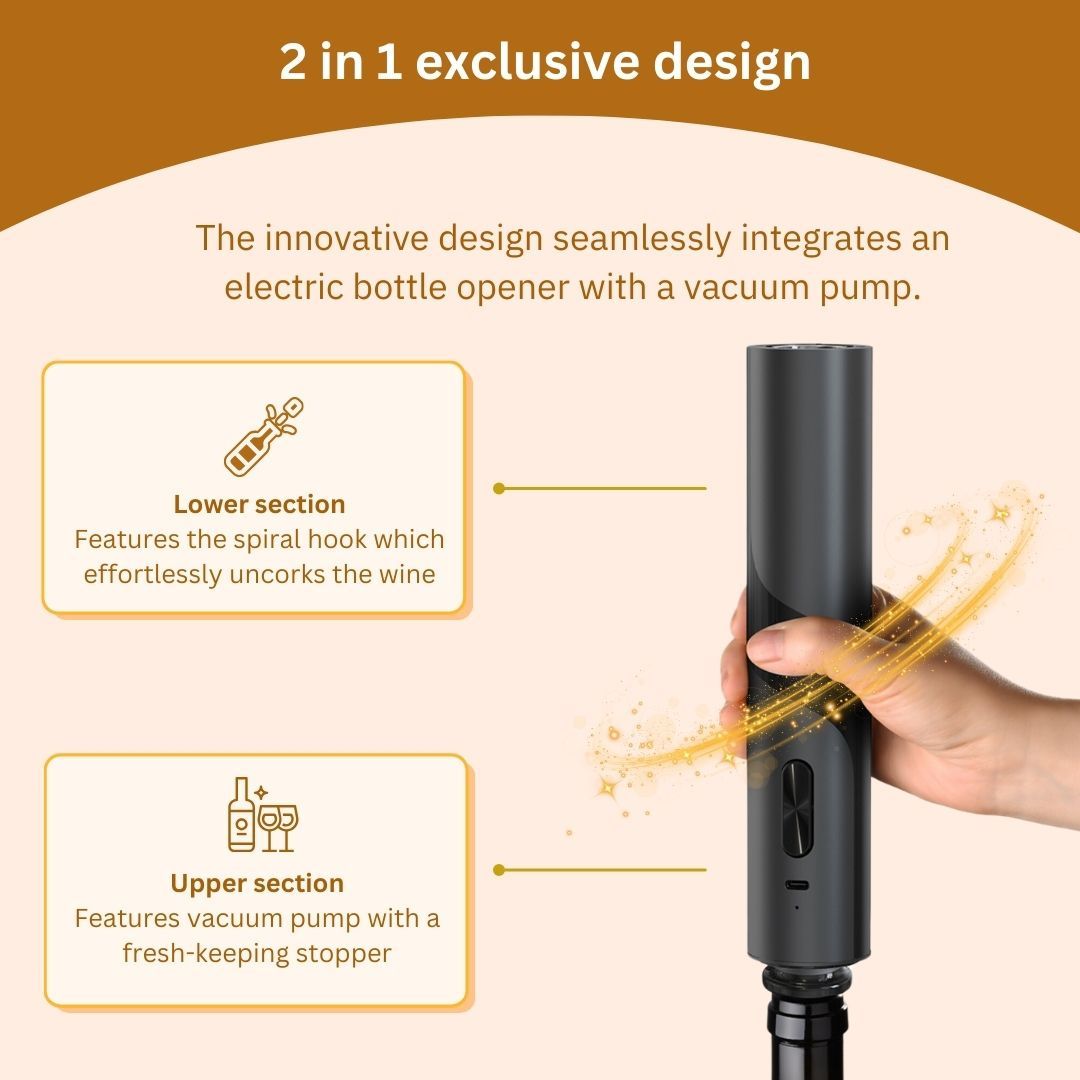 Arden 4-in-1 Rechargeable Electric Stainless Steel Wine Opener with Vacuum Pump Set