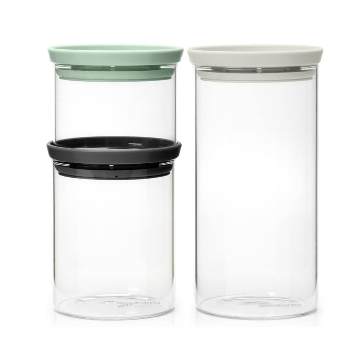 Brabantia Stackable Glass Jar Set Of 3 (0.3, 0.6 & 1.1L)