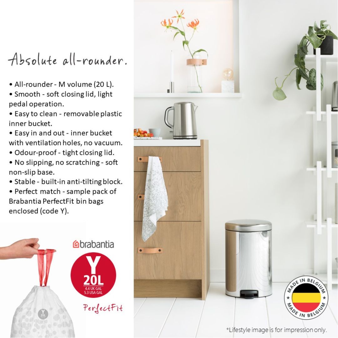 Brabantia NewIcon Pedal Bin M Soft Closing 20L