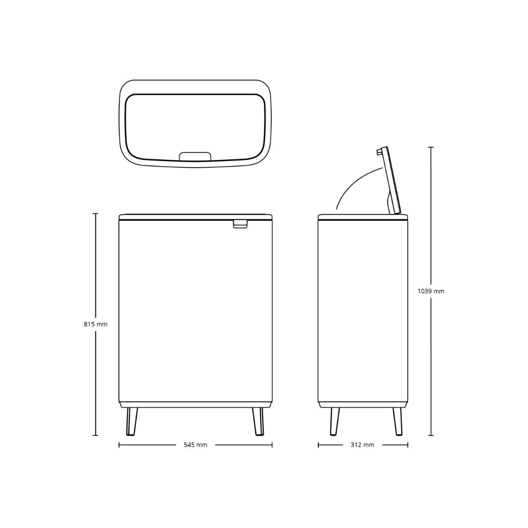 Brabantia Bo Touch Bin Hi with 2 Inner Buckets