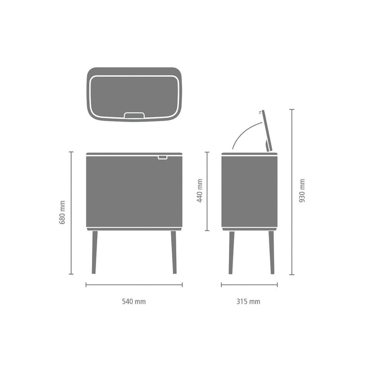Brabantia Bo Touch Bin with 36 L Inner Bucket Platinum