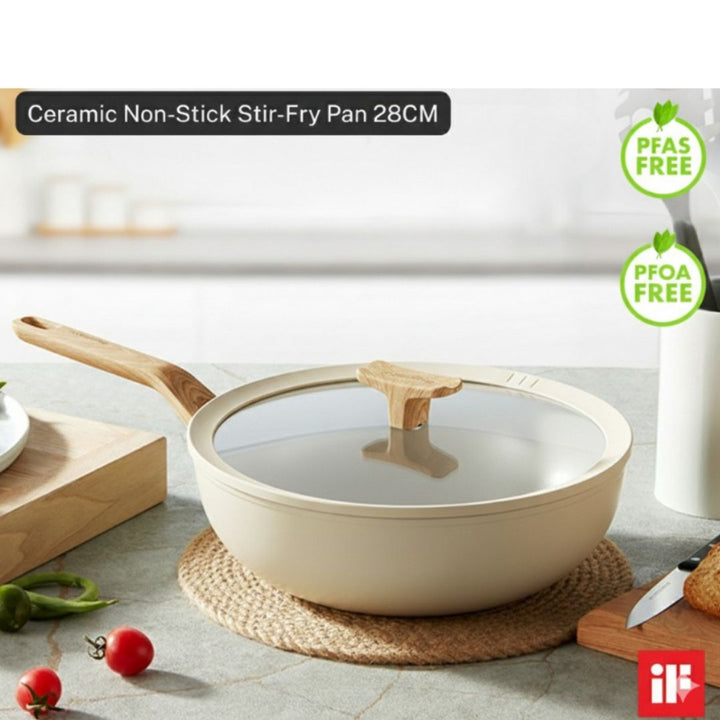 Berghoff Covered Wok Non-Stick Balance Ivory 28CM