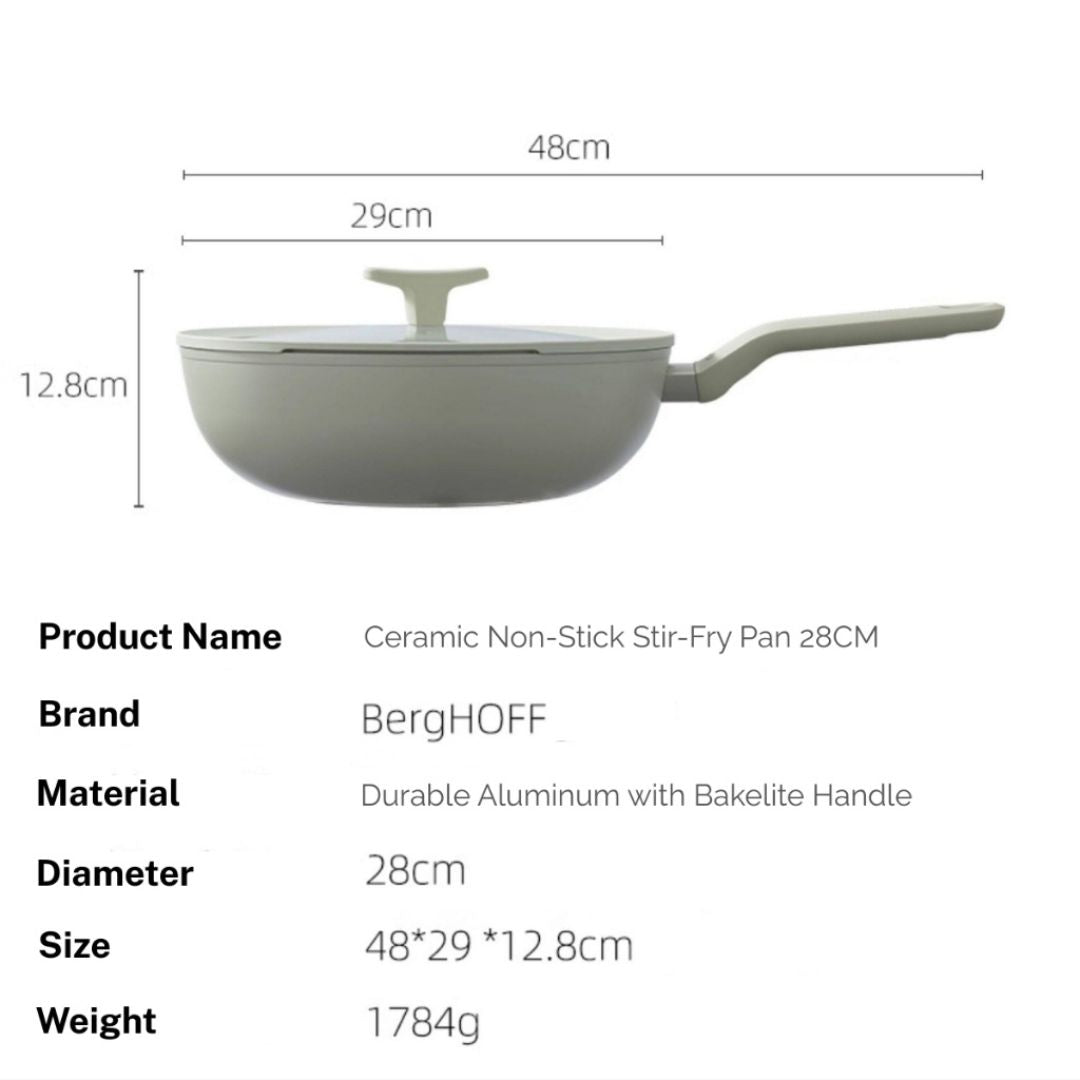 Berghoff Covered Wok Non-Stick Balance Ivory 28CM