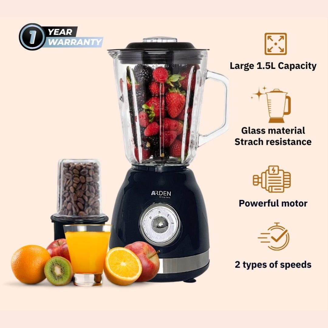 Arden Glass Jar 1.5L Tabletop Blender with Grinder