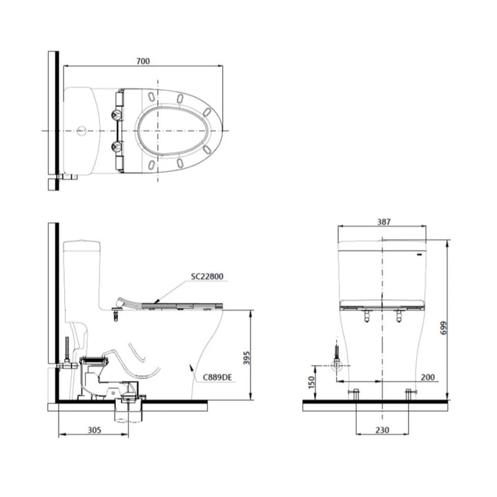 TOTO One-Piece Toilet Bowl C889DESI