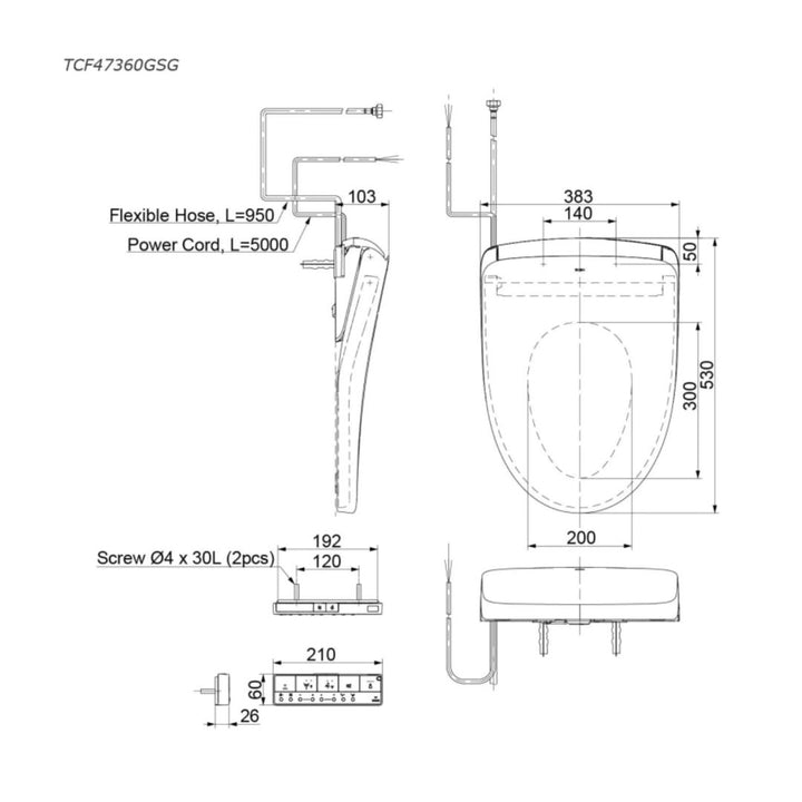 Toto One Piece Toilet Bowl C889DESI With Washlet TCF47360GSG Set