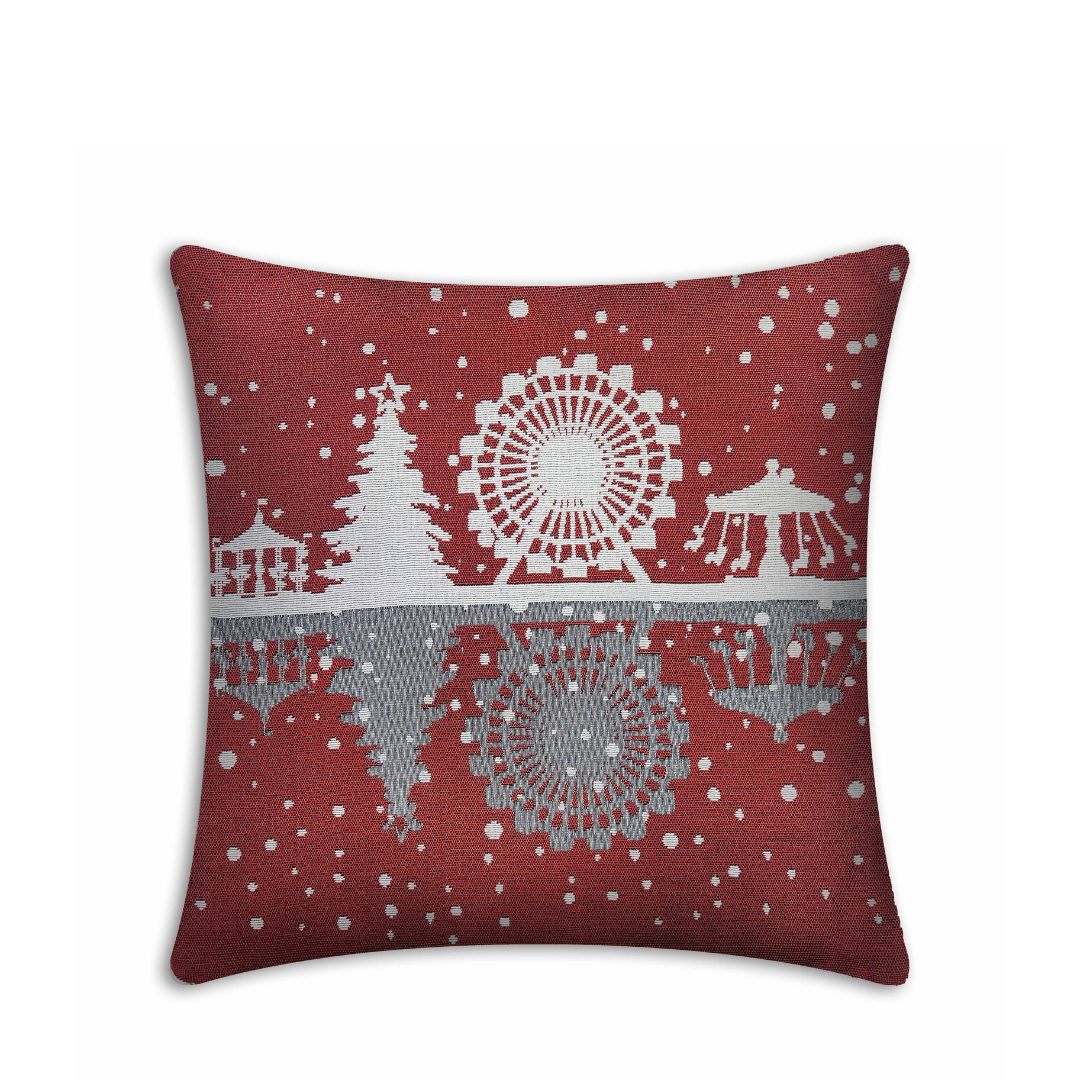 Rapee Carnival Tapestry Jacquard Weave Cushion Cover Red