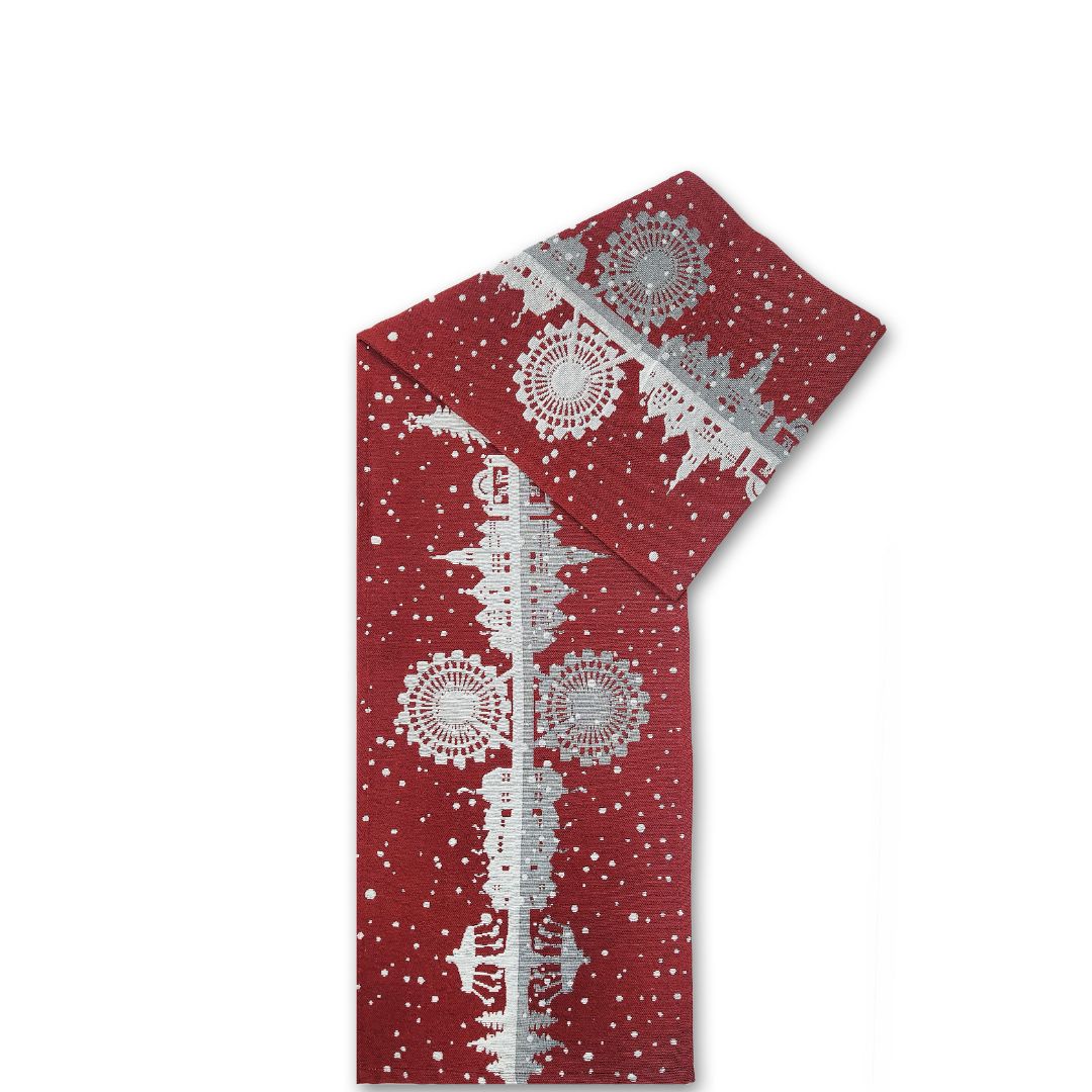 Rapee Carnival Tapestry Jacquard Weave Table Runner Red