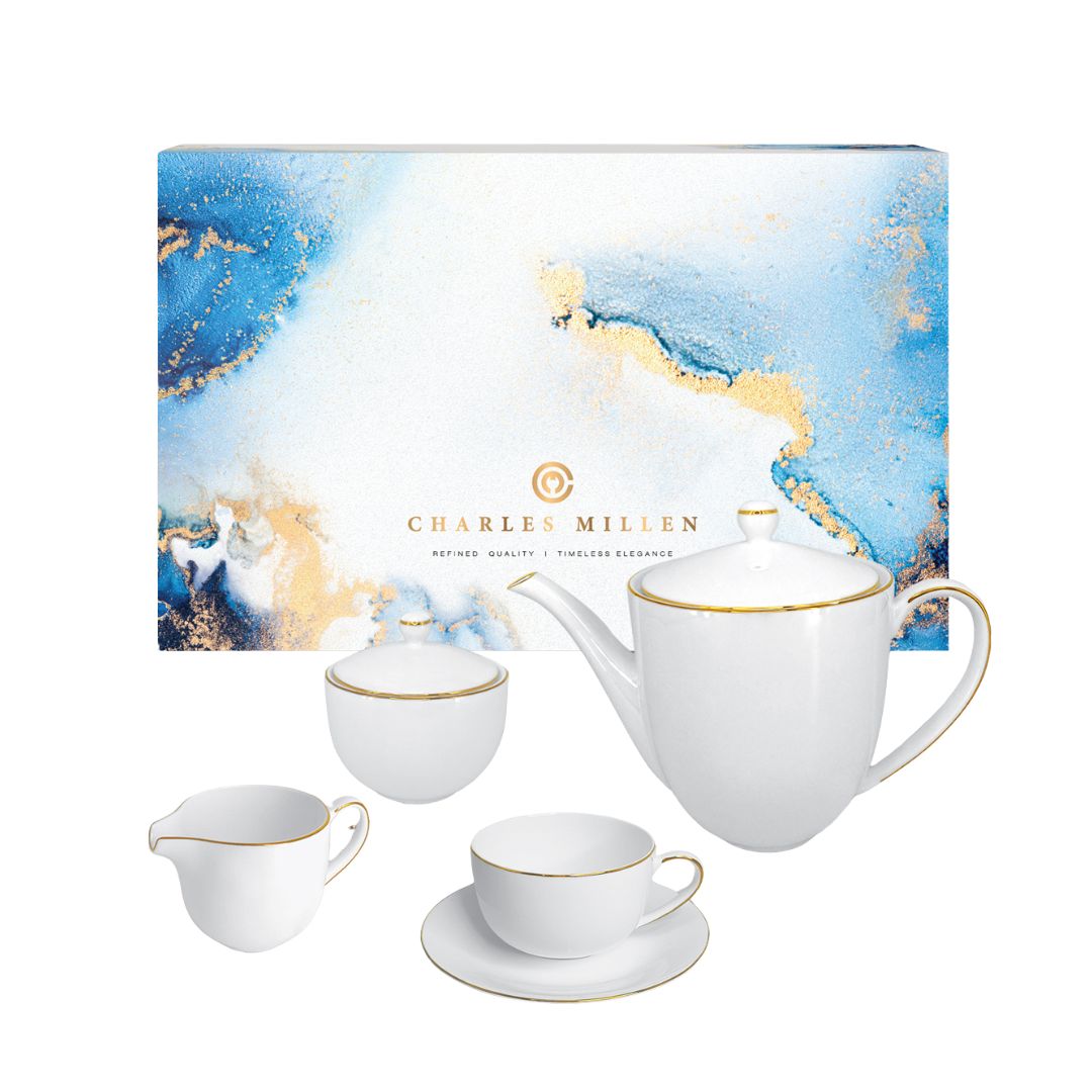 Charles Millen Signature Fine Bone China Collection Set Gold